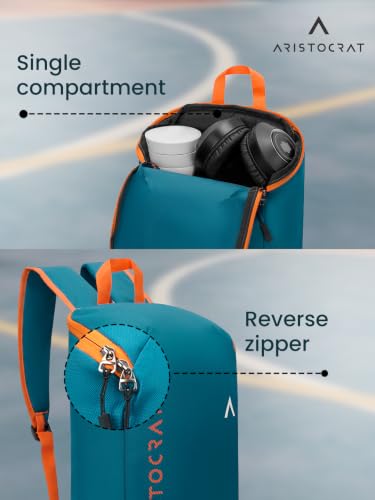 Image of Aristocrat Berry 11L Casual Daypack with Adjustable Shoulder Straps, Lightweight, Durable Premium Polyester Backpack, Single Compartment & Reverse Zipper, For Men & Women, Dark Teal