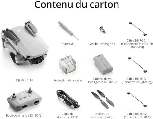 dji mini 2 se, drone caméra pliable, léger avec vidéo 2,7k, modes intelligents, transm. vidéo 10 km, durée de vol 31 minutes, moins de 249 g, facile à utiliser, tour de prise photos, street snap