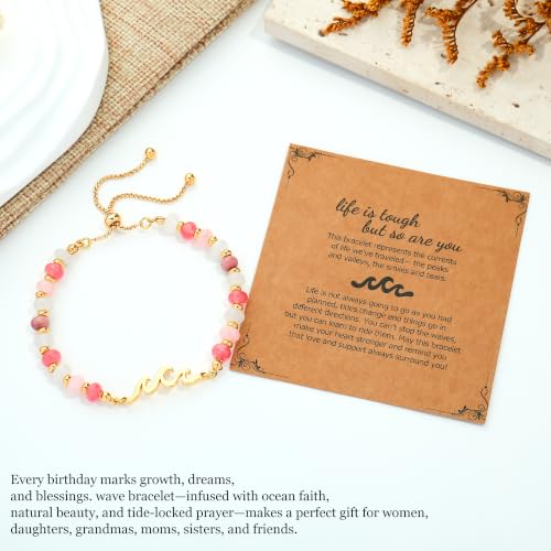 Image of Adjustable Natural Stone Bead Bracelet,Birthday Gift