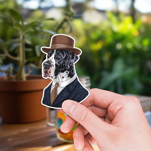 Image of Great Dane Dog Sticker 8 Pcs (Large Size) Vinyl Stickers Laptop Waterproof Decal for Car Bumper Water Bottle Window Funny Party Birthday Decorations - Size 4 Inches