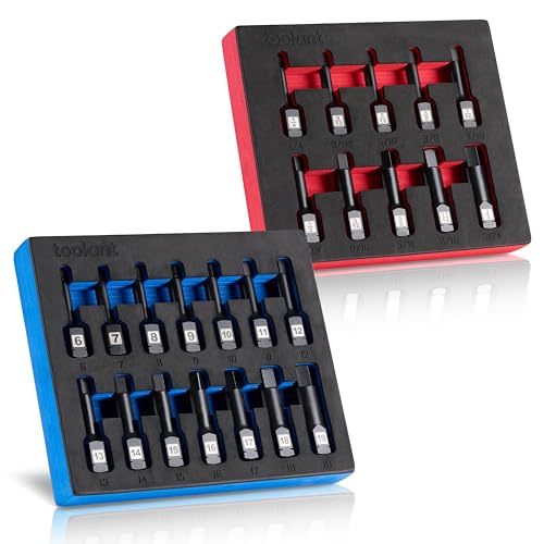 Image of toolant 1 /2 inch drive impact hex bit socket set 24PCS,Hex Drive, SAE /Metric, 1 /4 inch-3 /4 inch,6mm-19mm, S2 Steel Air Drive Allen Socket set,Impact Grade,Anti-Roll Design