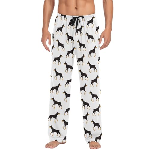 vvfelixl Mens Pajama Pants Colored Doberman Dog Pajamas Pants for Men Lounge Sleep Pants Pj Bottoms Lightweight with Drawstring Pockets L