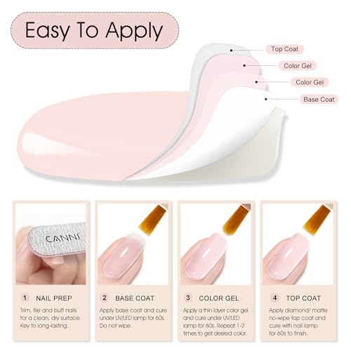 Image of CANNI 9ml Soft Rose Pink Gel Nail Polish, High Gloss UV LED Soak Off Gel