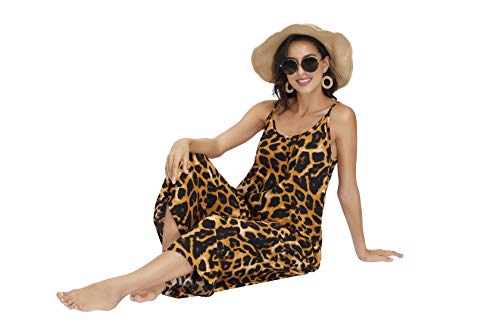 Image of BUENOS NINOS Women's V Neck Floral Maxi Dress Boho Printed Adjustable Spaghetti Strap Ethnic Beach Long Dress with Pockets