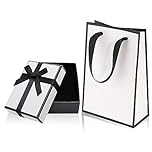 Small Gift Box and Gift Bag, 9x7x3cm Jewellery Gift Box and Paper Bag Bracelet Earring Ring Necklace Gifts Box with Lid for Presents
