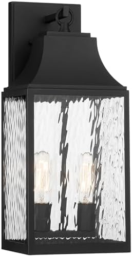 DESIGNERS FOUNTAIN Blueberry Trail 2-Lights Outdoor Light Fixture, 19.5 Inch Exterior Wall Lantern Sconce for Front Door, Patio and Porch, Black, D265M-8EW-BK