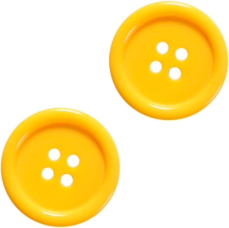 100 Pcs Yellow Buttons 0.8 inch Sewing Buttons 4 Hole 32L Round Plastic Decorative Bulk Ideal for Clothes Sewing Pants Blouse Suit Dress Crafts Supplies DIY Art Projects Replacement