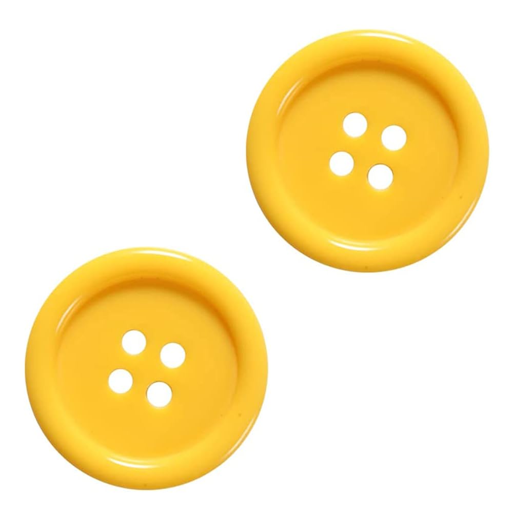 Boutons à coudre jaunes en plastique 2 cm lot de 100 pièces 4 trous pour vêtements et mercerie