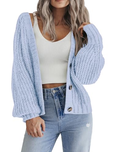 Image of Zeagoo Women's 2026 Fall Chunky Knit Cardigans Open Front Long Sleeve V Neck Button Loose Cardigan Sweaters