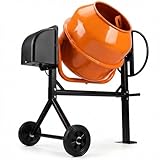 Muhub 3.0 Cu.Ft. Concrete Mixer, Heavy Duty Portable Concrete Mixer with Wheel & Stand, Electric Cement Mixer Machine with 70L Drum, 120V Motor for Concrete, Mortar,Seeds, and Feed,Orange.
