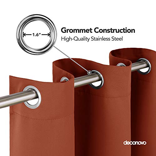 Image of Deconovo Thermal Insulated Blackout Curtain Home Decor 52x95 Inch Orange Red