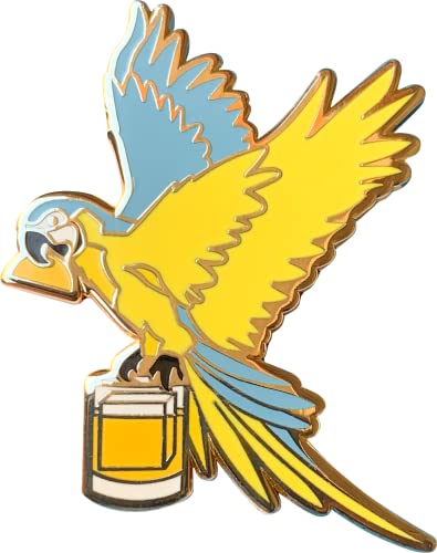 Cocktail Critters Enamel Pins for Bartender Aprons, Jackets, Backpacks and Purses, Shirt and Suit Lapels, Cute Button Badges Brooch Fashion Jewelry (Parrot x Gin & Juice)
