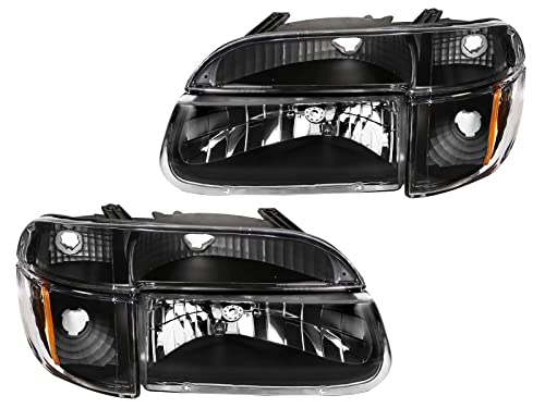 AmeriLite Black Replacement Headlights Lamp w/Corner Parking Turn Signal for 1995-2001 Ford Explorer Passenger Right and Driver Left Side