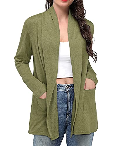 Image of ULTRANICE Cardigan Sweaters Womens Fashion 2024 Trendy Lightweight Long Sleeve Casual Knitted Cardigans Sweater Tops Clothes Outfits with Pockets(Mustard,S)