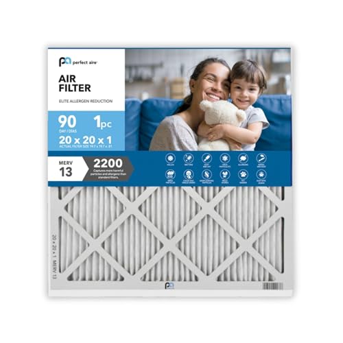 Perfect Aire Elite Air Filter MERV 13 - Electrostatically Charged Pleated Dual Airflow HVAC Filter - Lasts 90 Days (1 Pack, 20x20x1)