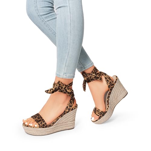 Image of DREAM PAIRS Women's Espadrille Wedge Sandals | Espadrilles wedges tie lace up sandals,Ankle strap platform dressy shoes,Comfortable open toe sandals