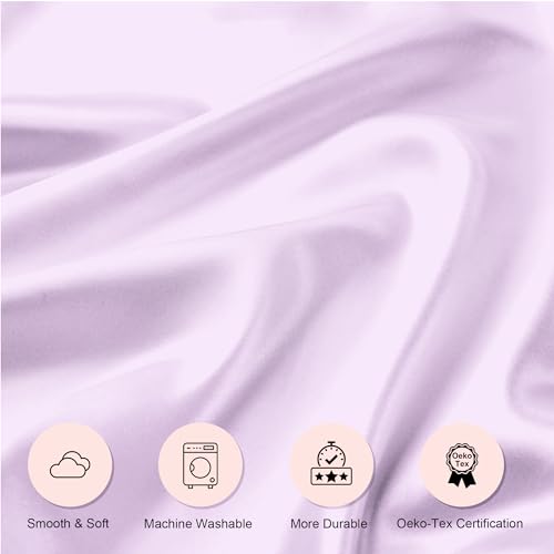 Seiwohl Satin Silk Pillowcases for Hair and Skin Lavander Pillow cases 2 Pack with Hair Silk Scrunchies for women Cooling Pillow cases with Envelope Closure - Image 2