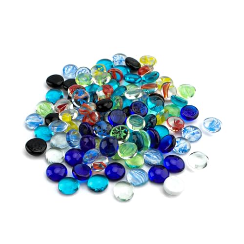 105 Pcs/450gGlass Pebbles for Vases Glass Gems Mixed Colour Glass Marbles