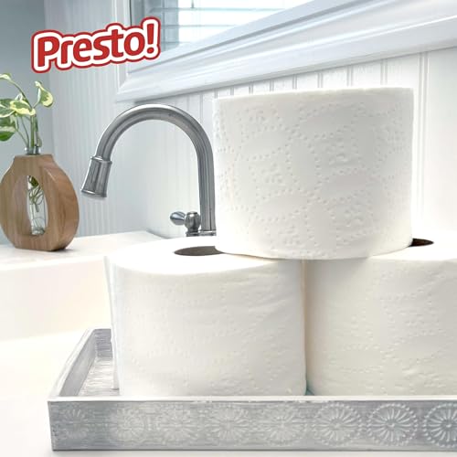 Image of Amazon Brand - Presto! Ultra-Strong 2-Ply Toilet Paper, 24 Mega Rolls = 120 Regular Rolls, 308 Sheets Per Roll, Unscented