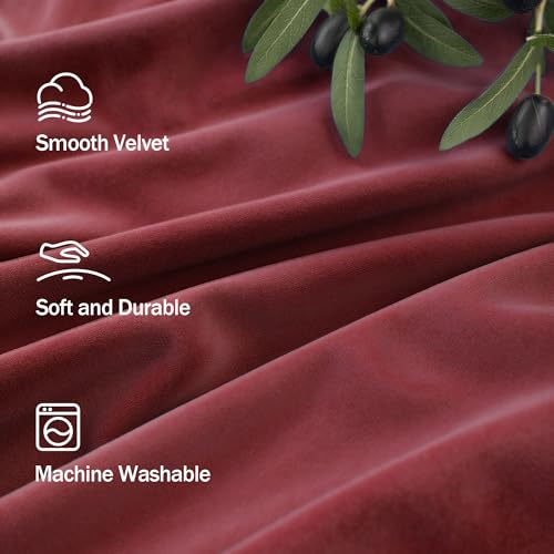Image of Dark Red Velvet Curtains 96 Inches Long 2 Panels for Living Room Darkening Thermal Soundproof Thick Heavy Solid Textured Drapes for Master Bedroom Patio Door Doorway Room Dividers Decoration Burgundy