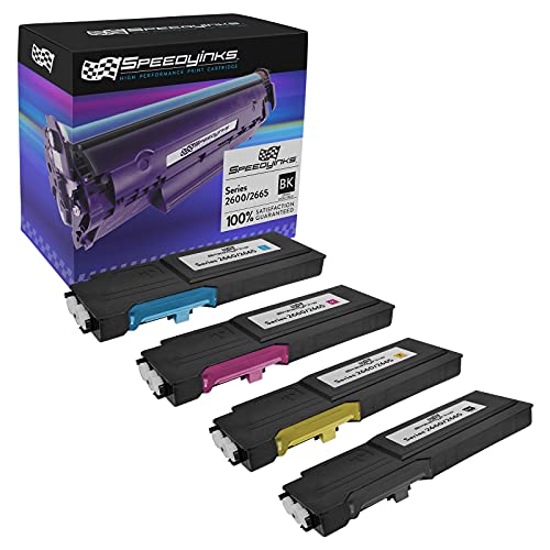 SPEEDYINKS Toner Cartridge Compatible with Dell C2660 C-2660 C 2660 6,000 Pages (Black, Cyan, Magenta, Yellow, 4-Pack) for use in C2660dn and C2665dnf Printers. Please Note