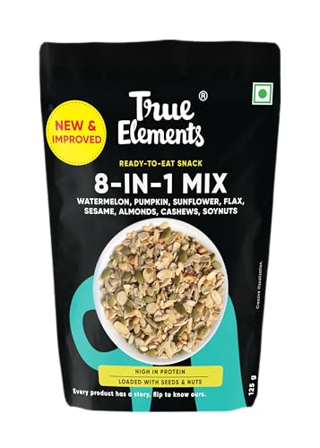 Image of True Elements 8 in 1 Mix Seeds 125g - Seeds for Eating | Diet Snacks | Seed Mix for Eating | Roasted Seed - Watermelon, Pumpkin, Sunflower, Flax, Sesame and Almonds, Cashews, Soynuts