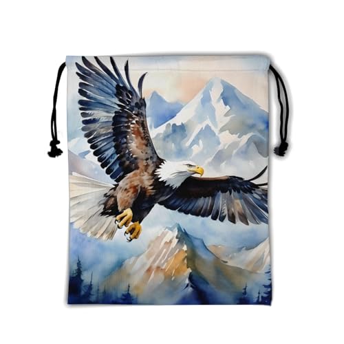 Watercolor Bird Drawstring Grip Bag - Mountain Birds Gymnastics Grip Bags Forest Animal Storage Pouch String Bag for Gym Sports Storage
