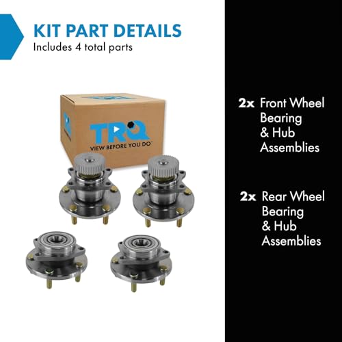 Image of TRQ 2 Piece Front Rear Wheel Bearing & Hub Assembly Set Compatible with 1995-2005 Chrysler Sebring 1995-2000 Dodge Avenger 2001-2005 Stratus 1995-1998 Eagle Talon 1995-2004 Mitsubishi Eclipse 1999-20