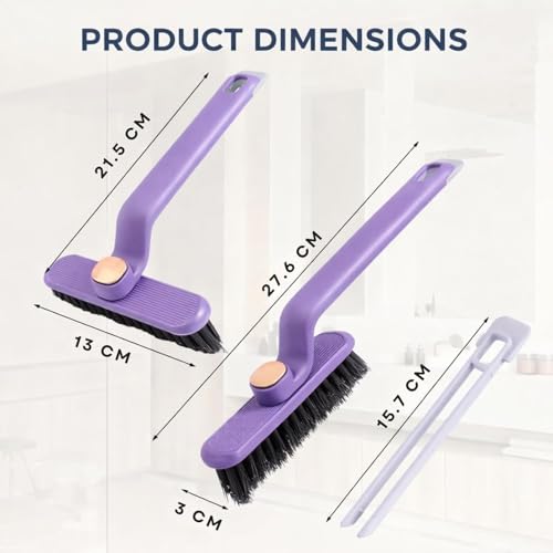 Image of VYOOx Bathroom Cleaning Brush,Tile Cleaner Brush,Bathroom Cleaning Scrubber,Floor Scrub Brush,Grout Cleaner Brush with V-Shape Hard Bristles,Toilet,Kitchen, Sink & Window Track (Pack of 1)