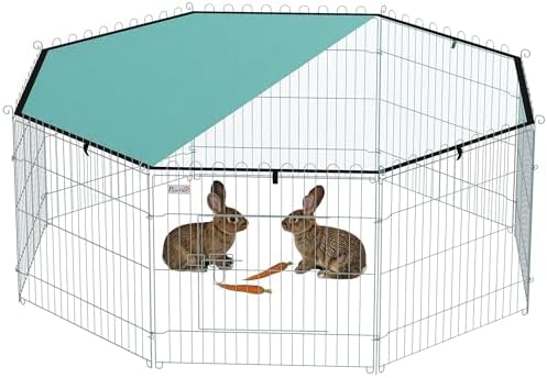 PawHut Parc pour Chien, enclos Chien 8 Panneaux avec Toit, modulable et Pliable, enclos Portable 60H cm avec Porte, clôture p