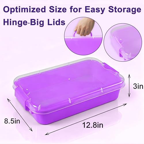 Image of Carolart 4 Pack 12.8 Inch Plastic Storage Bins, Stackable Sensory Bin | Portable containers with lids for sand toy storage,stationery, crafts, classroom and toy organization