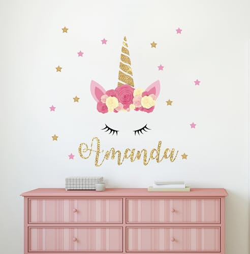 Vinilo Decorativo Unicornio Personalizado para Cuarto de Niña