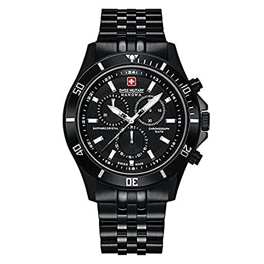 Swiss Military Hanowa herrarmbandsur XL Flagship Chrono Analog kvarts rostfritt stål belagt 06-5183.7.13.007