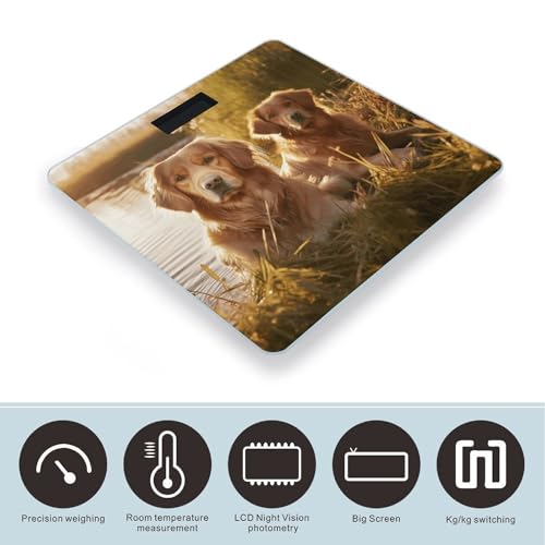 Báscula digital para baño con diseño de dos golden retrievers miniatura 3