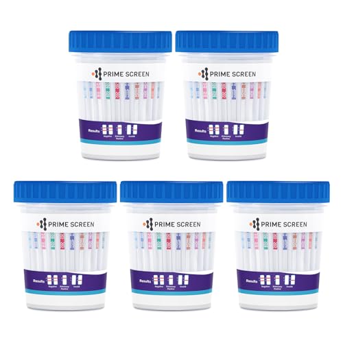 Prime Screen Drug Tests Cup Professional 12 in 1 Instant Drug Testing Kits for Cannabis Coke OPI AMP BAR BUP BZO mAMP MDMA MTD OXY PCP 5 Pack