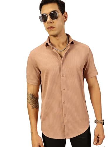 Image of Thomas Scott Men's | Solid | Half Sleeve | Slim Fit | Cotton Blend | Spread Collar | Casual Shirt