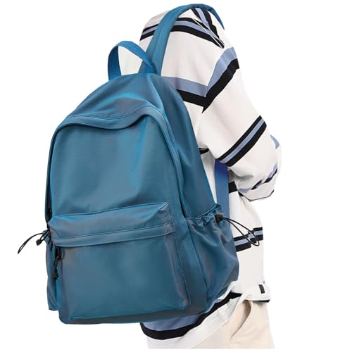 winspansy Simple Travel Carry on Backpack for Women Men, Aesthetic Lightweight Waterproof Daypack College Laptop Backpack Fit 14 Inch Laptop, Jewel Blue