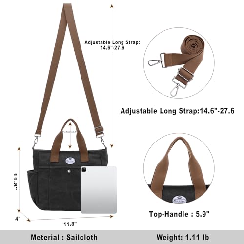 Image of HUA ANGEL Canvas Everyday Tote Bags for Women Medium Crossbody Purses Handbags with Multiple Pockets for Work Travel Beach