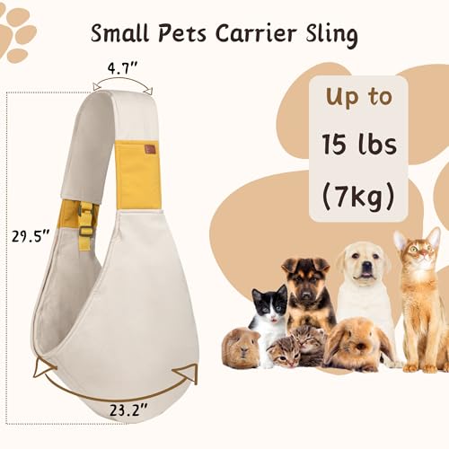 image for PawsHolic Small Dog Cat Carrier Sling, Small Pets Sling Bag with Pocke