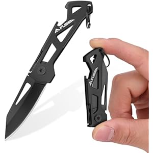 FLISSA Mini Pocket Knife, Small Folding Knife Little Box Cutter with 1.81-Inch Sharp Blade, Bottle Opener, Cool EDC Tool for Women Men