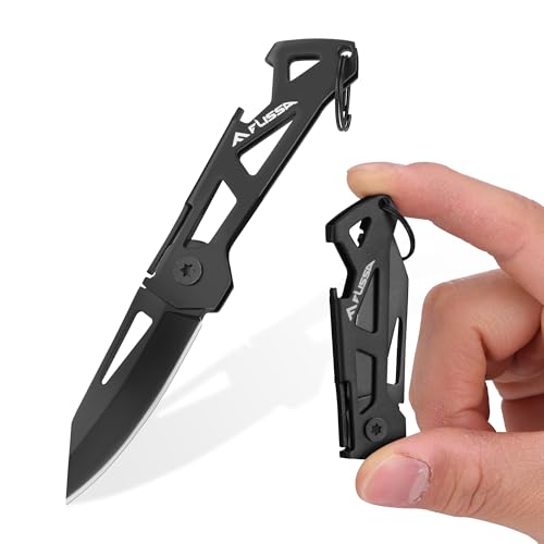 FLISSA Mini Taschenmesser 47 mm, Kleines Klappmesser, Scharfer Klinge, Flaschenöffner, EDC-Werkzeug, Mini-Multiwerkzeug
