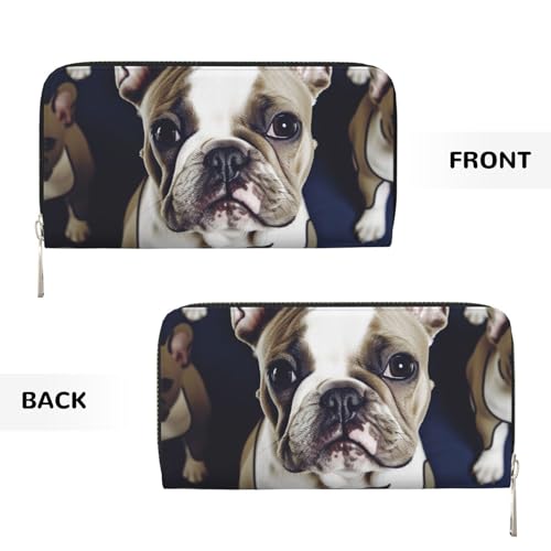 Leather Wallet for Women Long Purse Cute french bulldog Womens Wallet Clutch with 8 Credit Card Holder Coin Pocket2