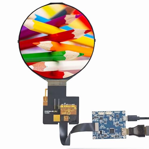 Image of 5.0 Inch Round LCD Display,1080x1080 350 nits Circular IPS Screen | with H /D Controller Board,Sensor Panel for PC Case Mod,Simulator Monitor ,Smart Home Center & Sim Dash