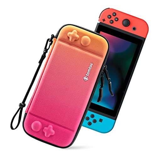 tomtoc Switch Case for Nintendo Switch, Slim Switch Sleeve with 10 Game Cartridges, Protective Switch Carry Case for Travel, with Original Patent and Military Level Protection, Twisted Orange