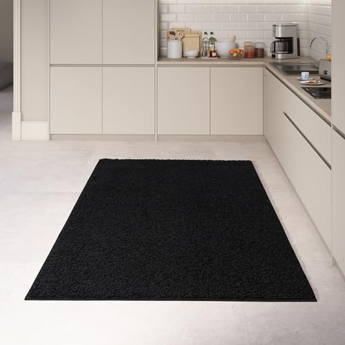 homeart Area Rug - Super Soft Shaggy Rugs For The Living Rooms, Bedrooms And Kitchen - Modern, Easy To Clean Carpet - 60x110 cm, Black