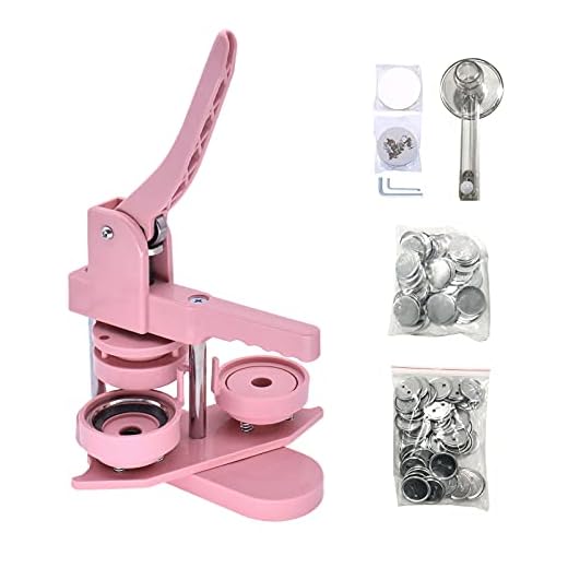 TWSOUL Installation-Free Button Badge Maker Machine, 58mm (2.25in) DIY Pin Button Maker Press Machine Badge Punch Press with Free 100pcs Metal Button Parts&Circle Cutter&Pictures&Magic Book (Pink)