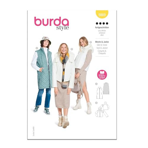 Burda Style X05869BURDA Misses' Long Quilted Waistcoat/Vest and Jacket Sewing