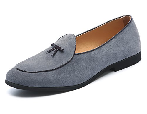 Loafers Slip On Suede Dress Causal Driving Shoes for Men Smoking Slipper Black Ivory Grey