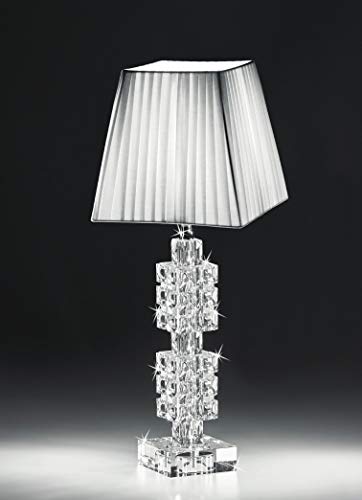 MAZZOLA LUCE Abat jour lampada alta di vetro cristallo per camera da letto classica contemporanea elegante paralume tessuto bianco