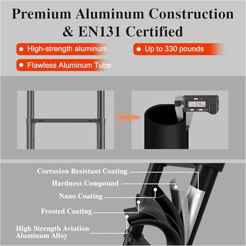 Image of Telescoping Ladder, 10.5 FT 330 Lbs Aluminum Extension Ladder, Black | Telescopic, Collapsible & Adjustable, Compact Retractable Ladder for House, Roof, RV & Travel Trailer